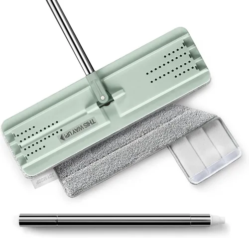 Miniatura 11 de JOYMOOP Trapeador plano, trapeadores de microfibra para limpieza de suelos, mango largo de 60 pulgadas con cabezal plano flexible de 13 pulgadas