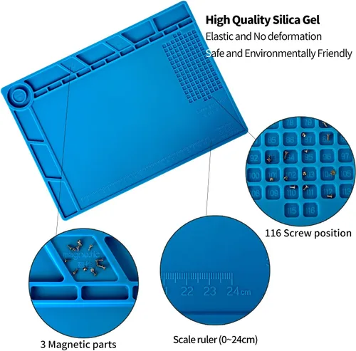 Miniatura 3 de Kaisiking Alfombrilla de silicona para soldadura, alfombrilla magnética de reparación de silicona, resistente al calor, para soldadura, reparación