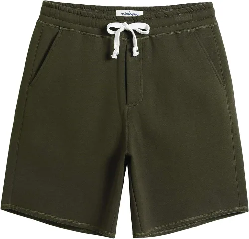 caloleyng Pantalones cortos de algodón para hombre, 8 pulgadas de largo, estilo casual, con bolsillos, para entrenamiento, gimnasio, pantalones