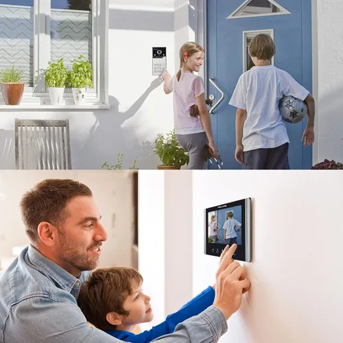 Miniatura 4 de Sistema de intercomunicador con vídeo con cable, timbre de puerta con vídeo de 7 pulgadas con visión nocturna IR, soporte de desbloqueo remoto