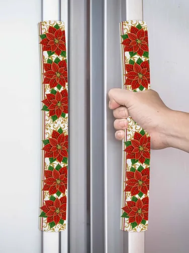Miniatura 2 de Juego de 2 fundas navideñas para manijas de puerta de refrigerador, lavavajillas, microondas, horno, nevera, estufa, electrodomésticos, accesorios