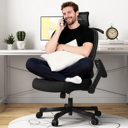 Miniatura 3 de Silla ergonómica de oficina reclinable para juegos, soporte lumbar ajustable, reposabrazos 6D, reposacabezas de malla transpirable, giratorias, Negro