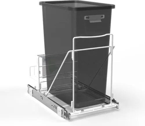 Miniatura 8 de Home Zone Living Bote de basura de cocina doble extraíble de 15 galones para reciclaje y basura, diseño debajo del fregadero en el gabinete