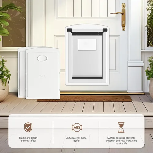Miniatura 4 de [MAVRICTECH] Puerta de gato para puerta – Puerta de gato para puertas exteriores e interiores, marco de acero, doble solapa magnética, 2 cerraduras