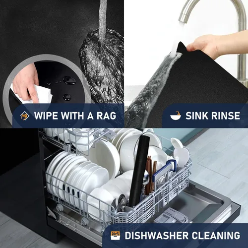 Miniatura 7 de Meegoo Revestimientos de horno para la parte inferior del horno, paquete de 4 forros grandes antiadherentes para horno, tapete de horno para la Negro