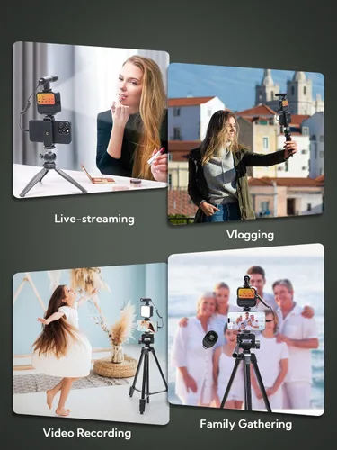Miniatura 7 de USKEYVISION Kit de inicio de vlogging para iPhone y Youtuber, equipo de creación de contenido para iPhone 16/15Pro Max con trípode extensible
