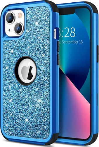 Miniatura 16 de Hython Funda para iPhone 13 Funda con Purpurina, Bonita Cubierta Brillante Resplandeciente con Brillo, Resistente 3 en 1 Híbrida de PC Duro TPU