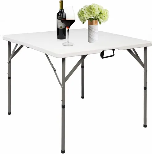 Mesa comercial cuadrada plegable de 34 pulgadas, mesa de picnic plegable de 2.85 pies para bodas, eventos, cocina, fiestas, mesa de caballete
