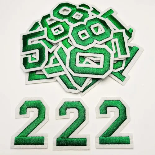 Miniatura 9 de Jongdari Parches para planchar con letras y números para ropa, parches de alfabeto bordado de 2" para chaqueta Letterman A-Z y apliques 0-9 para Rojo