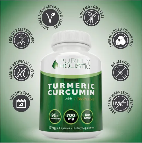 Miniatura 3 de Purely Holistic Vitamina C 1000 mg + curcumina de cúrcuma orgánica de 700 mg y bioperina - 365 + 120 cápsulas - Paquete vegano - con rosa mosqueta