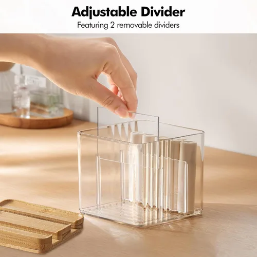 Miniatura 3 de Poeland Organizador de lápiz labial, caja de almacenamiento de escritorio con tapa y divisor, organizador de cosméticos para pintalabios, pequeños