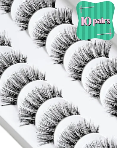 Miniatura 3 de Onlyall Pestañas postizas, pestañas postizas naturales, 10 pares D-M09