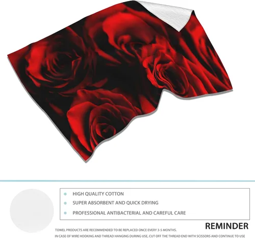 Miniatura 3 de Juego de toallas de mano de rosas, rosas rojas abstractas y hojas negras, poliéster, algodón, toallas de baño y cocina, 14 x 28 pulgadas Retro Boho