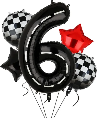 Miniatura 8 de Globos de Cumpleaños de Coche de Carreras Globo de Número de Pista de Carreras de 40 Pulgadas 0 Negro Niños 10mo Cumpleaños Decoración de Fiesta