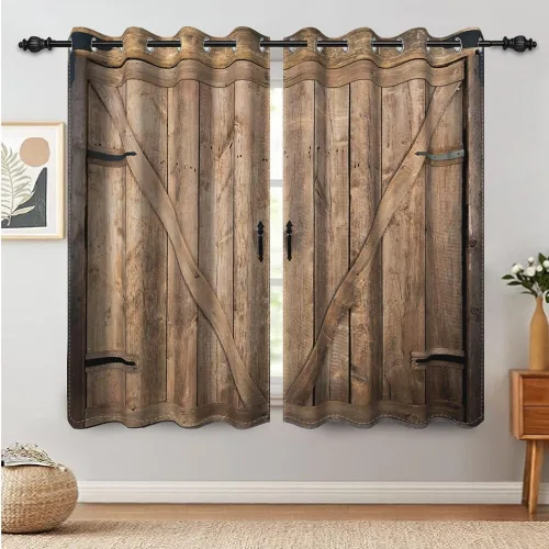 Miniatura 105 de Cortinas rústicas para ventana de puerta de granero, puerta de madera gris, puerta de garaje, tratamiento de ventana para sala de estar, dormitorio