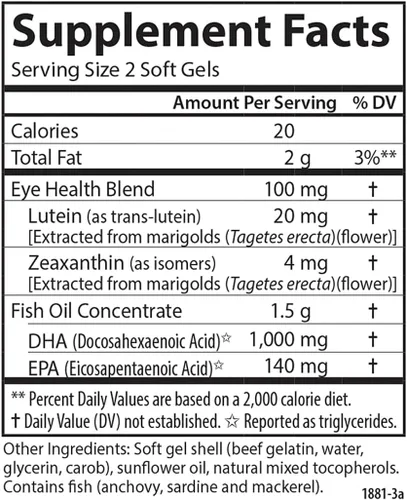 Miniatura 4 de Carlson - Super DHA Plus Luteína, 1000 mg de DHA + 20 mg de luteína, 60 cápsulas blandas