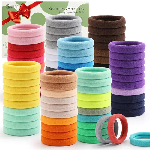 Miniatura 19 de Coleteros para cabello grueso o fino, elásticos, para niña o mujer, sin costuras, suaves, 100 piezas Colores marrón oscuro