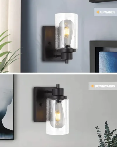Miniatura 2 de Paquete de 2 lámparas de tocador de baño, apliques de pared, modernas luces de pared de baño interiores con vidrio semillado, accesorios de pared