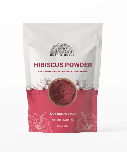 Hibiscus Flower Powder 3.53 oz | Polvo de hibisco crudo 100% puro para cabello, piel y té | Vegano, sin OMG, sin gluten