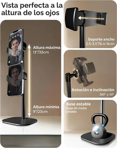 Miniatura 3 de COOPER ChatStand, soporte ajustable para teléfono celular para escritorio, soporte de teléfono para grabación, soporte para iPhone para filmar, A