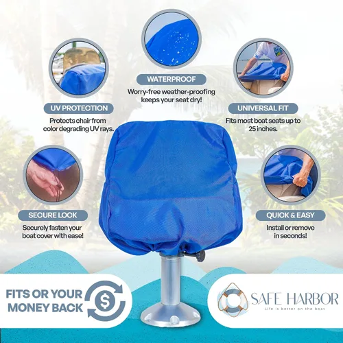 Miniatura 7 de Fundas de asiento de barco Pontón, nuestra funda de asiento de barco de 24 x 22 x 25 pulgadas protege tu asiento de los elementos, resistente