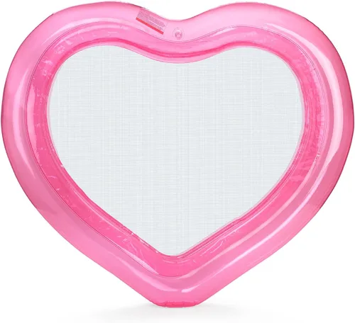 FUNBOY Hamaca de agua original de corazón transparente con flotador de malla para piscina, perfecta para fiestas de verano en la piscina