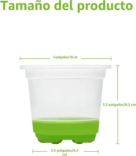 Miniatura 2 de MIXC Macetas de vivero engrosadas transparentes con base de silicona para fácil trasplante, 30 paquetes de 4 pulgadas, maceta transparente Verde