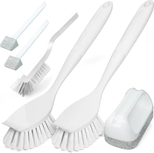 Miniatura 8 de Holikme Juego de 6 cepillos de cocina con mango para olla, sartén, fregadero de cocina (verde)