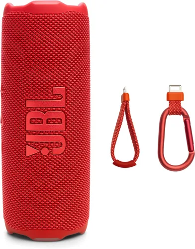 JBL Flip 7 - Bocina portátil resistente al agua y a caídas, potente sonido JBL Pro con refuerzo de sonido AI, 16 horas de reproducción y sistema Rojo