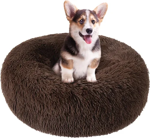 Miniatura 39 de Nisrada Cama para perros pequeños, medianos y grandes, 20 pulgadas, relajante, lavable, redonda, acogedora, suave, cama para mascotas para cachorros
