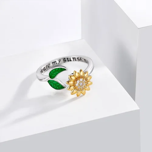 Miniatura 3 de SunflowerMushroomSkull RoseFiligree Moonstone S925 Sterling Silver Adjustable Open Thumb Rings for Women