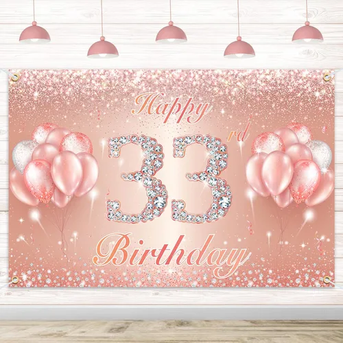 Miniatura 26 de Fondo de pancarta de feliz cumpleaños 10 – Suministros de decoración de fiesta de cumpleaños 10 para niñas o niños – Oro rosa 4 x 6 pies
