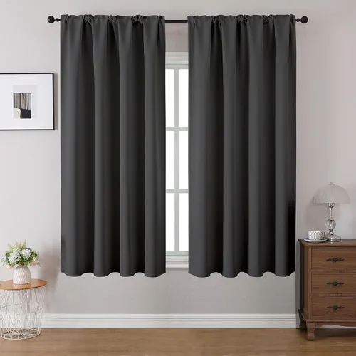 Miniatura 16 de CUCRAF Cortinas opacas de 45 pulgadas de largo, juego de 2 paneles para dormitorio, bolsillo para cortinero, cortinas de oscurecimiento