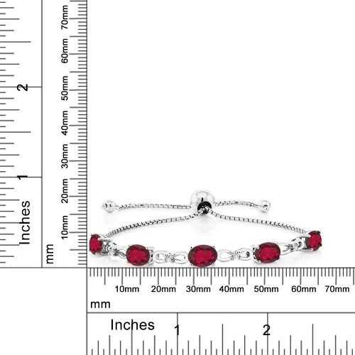 Miniatura 19 de Gem Stone King Pulsera de tenis de diamantes cultivados en laboratorio con piedra natal de 3-6 quilates para mujer, plata de ley 925, ovalada