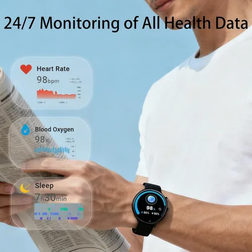 Miniatura 6 de Reloj inteligente para hombres y mujeres, pantalla AMOLED HD de 1.43 pulgadas, reloj inteligente IP68 impermeable, reloj rastreador de actividad