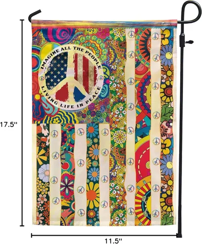 Miniatura 6 de Banderas PSL318F - Bandera hippie de personas que viven la vida en paz PSL318F, bandera de jardín (11.5 x 17.5 pulgadas), banderas de jardín de casa