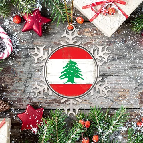 Miniatura 6 de Líbano Novedad Metal Copo de Nieve Adornos de Navidad Regalo Patriótico País Recuerdo Regalo Adornos de Navidad Adornos de Navidad Bandera Nacional