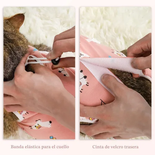 Miniatura 4 de ANWA Traje de recuperación de gato, mameluco transpirable para gato después de la cirugía, traje de recuperación de cirugía de gatito, heridas Alpaca