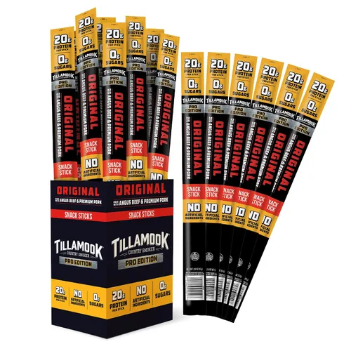 Miniatura 8 de Tillamook Country Smoker PRO Edition - Palitos de carne, cero azúcar, original, 2 onzas (8 barritos), salchichas ahumadas de madera dura, carne