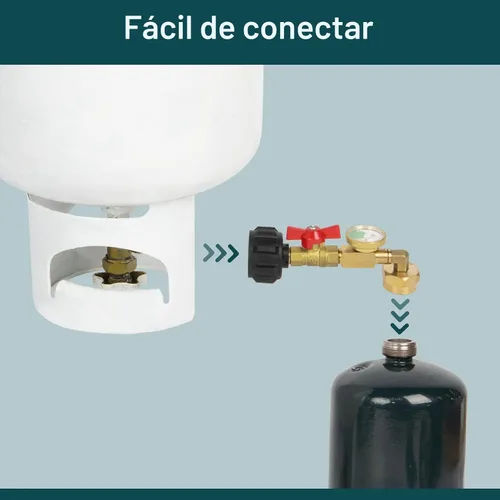 Miniatura 3 de GASPRO Adaptador de recarga de propano, llena botellas de 1 libra de tanque de 20 libras, fácil de usar, latón macizo
