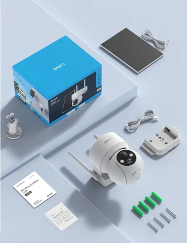 Miniatura 7 de GNCC Cámaras de seguridad solares inalámbricas para exteriores 2.4G WiFi, vista de 360°, funciona con energía solar/batería, detección humana AI