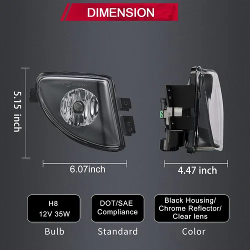 Miniatura 4 de Luces antiniebla compatibles con BMW 528i 535i 550i xDrive Sedan, ActiveHybrid 2011 2012 2013 5 Sedan F10 F11 5 Series 2 piezas lente transparente