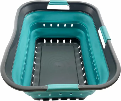 Miniatura 12 de SAMMART Cesta plegable de plástico para la ropa sucia de 42L (11 galones), contenedor de almacenamiento plegable y organizador, cesta que ahorra