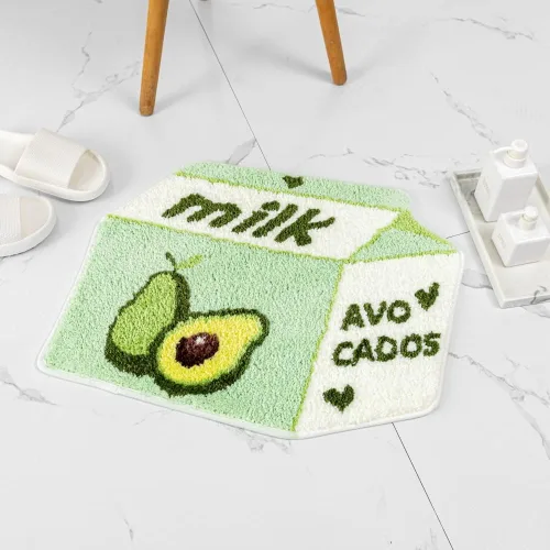 Miniatura 5 de Alfombra de baño con aguacate y frutas para baño, bonita alfombra de baño verde para niños, antideslizante, alfombra de baño de frutas