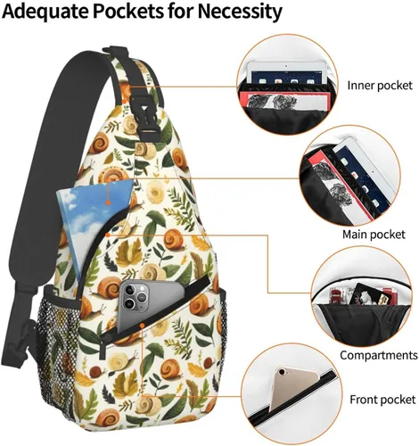 Miniatura 4 de Small Crossbody Bags for Women Men - Vintage Snail Leaves Print Adjustable Shoulder Bag Fanny Packs Belt Sling Bag Crossbody Purses Backpack for