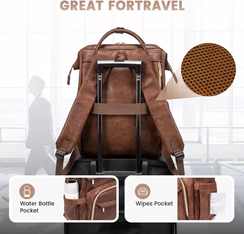 Miniatura 5 de LOVEVOOK - Mochila para laptop para mujer, mochila de moda para mujer.., Rojo Marrón, 15,6 pulg., Mochilas de viaje