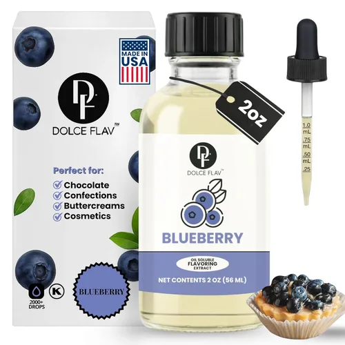 Dolce Flav Extracto de Arándano – 2 Onzas Kosher Soluble en Aceite, Sin Azúcar, Saborizante Concentrado de Arándanos Maduros para Repostería,