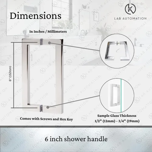 Miniatura 2 de Manija de puerta de ducha – Puertas de cristal de ducha de alta calidad – Manija de puerta de vidrio de acero inoxidable – Diseño duradero y Cromado
