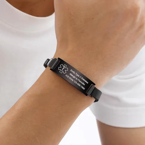 Miniatura 57 de VNOX Pulsera de identificación de alerta médica para hombres y mujeres, pulseras de alerta médica con grabado personalizado para mujeres y hombres