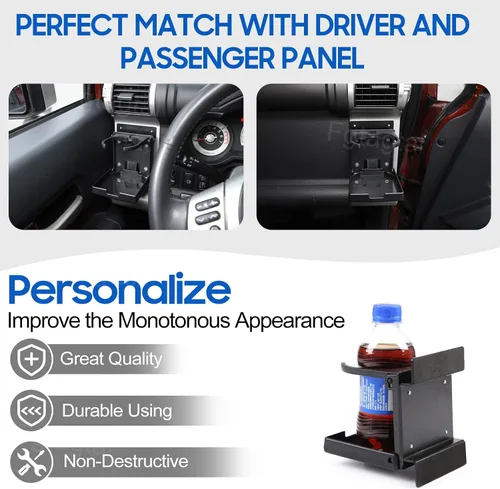 Miniatura 4 de Portavasos para automóvil compatible con Toyota FJ Cruiser 2007-2021, soporte para tazas de salida de aire lateral del automóvil, consola central